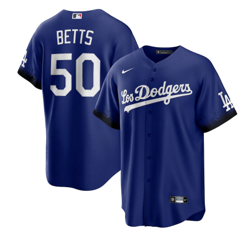 Men's Royal Los Angeles Dodgers #50 Mookie Betts 2021 City Connect Cool Base Stitched Baseball Jersey